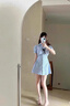 FSHE小眾設計感情侶裝夏季韓版短袖襯衫男女連衣裙法式一裙一衣ins潮 女連衣裙(有內(nèi)襯) S 曬單實拍圖