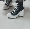 匡威（Converse）【復古粗跟鞋】CONVERSE匡威官方 增高厚底高幫帆布鞋黑色A05347C A05347C 36.5 曬單實拍圖