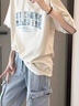 辰衣純美式街頭hiphop杏色貼布刺繡純棉短袖t恤女夏季2025款設(shè)計感上衣 杏色（優(yōu)質(zhì)版） M 曬單實(shí)拍圖