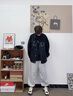 錯搭美式牛仔外套男秋冬季2025新款青少年工裝男士休閑飛行夾克男冬裝 黑色 XL 曬單實(shí)拍圖