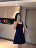 FOX.G吊帶連衣裙女純欲裙子2025夏季新款衣服女裝無袖沙灘裙小個子顯瘦 彈力螺紋吊帶連衣裙藏藍色 S 【建議100斤以內(nèi)】 曬單實拍圖