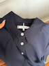 TOMMY HILFIGER25新款夏季女裝休閑通勤系帶收腰顯瘦條紋襯衫裙連衣裙03906 藏青色DW5 S (34) 曬單實(shí)拍圖