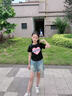 卡兔藍(lán)貓女大童牛仔短褲夏季裝薄款小女孩五分休閑褲外穿初中生破洞中褲子 藍(lán)色 140 曬單實(shí)拍圖