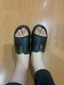 啄木鳥(niǎo)真皮拖鞋女外穿2025年新款夏季英倫風(fēng)百搭坡跟防滑涼拖鞋子時(shí)尚 黑色 35 曬單實(shí)拍圖