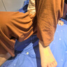 松山棉店兒童家居服套裝小薄荷羅紋夏季涼感柔軟透氣睡衣咖色條紋140 曬單實(shí)拍圖