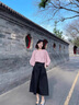春麗珠（Chunlizhu）連衣裙2025春夏新款穿搭套裝女韓版圓領(lǐng)長袖襯衫高腰半身裙兩件套 粉色襯衫+半身裙 M 曬單實(shí)拍圖