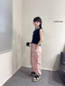 女童夏裝工裝褲甜酷炸街女孩時尚寬松闊腿褲大童薄款速干防蚊長褲 粉色褲子--薄款 150cm 曬單實拍圖