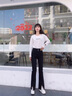 浪莎牛仔褲女2025年新款開叉微喇叭褲高腰收腹提臀顯瘦小個(gè)子拖地褲 黑色 【常規(guī)款】 27 【推薦96-105斤】 曬單實(shí)拍圖