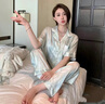 南木熊睡衣三件套女春夏季款口袋短袖短褲休閑開衫薄款可外穿冰絲家居服 三件套XL碼【105-125斤】 曬單實(shí)拍圖