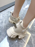 艾今（IIJIN）2024夏季新款女鞋10.5cm厚底內(nèi)增高簡約時尚瑪麗珍鞋女YF958EXP 米色 37 曬單實拍圖