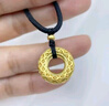 中銀億金鏤空花絲黃金項鏈男女足金平安扣吊墜掛墜生日新年禮物送男友老公 足金平安扣吊墜-配黑繩【金重約2g】 曬單實拍圖