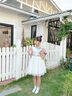 衣諾坊女童禮服裙夏款六一演出連衣裙花童女孩演出服 銀白紗裙 140cm 曬單實(shí)拍圖