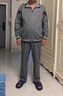 皮爾卡丹（pierre cardin）中老年男士運動(dòng)套裝春秋季爸爸休閑夾克外套加厚加絨寬松運動(dòng)衣服 9169-深灰【春秋款】 2XL 【建議140-160斤】 曬單實(shí)拍圖