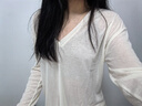 格宛瑪慵懶風(fēng)v領(lǐng)長袖t恤女寬松防曬罩衫薄款春夏季新款白色微透打底衫 慵懶風(fēng)V領(lǐng)罩衫 白色 均碼 【建議125斤內(nèi)】 曬單實(shí)拍圖