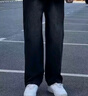 FOG SKY牛仔褲男秋冬季美式潮牌微喇褲寬松休閑春季直筒褲顯瘦顯高褲子男 HTNZ-G113黑色 2XL （建議155-170斤） 曬單實(shí)拍圖