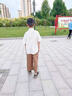 卡兔藍貓（KATULANMAO）男童襯衫套裝夏季2024新款帥氣兒童童裝夏裝男孩夏款短袖棉麻衣服 白色 140cm 曬單實拍圖