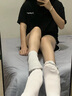 AMIRI輕奢品牌女士襪子女春夏季薄款純棉中筒抑菌防臭透氣純色運(yùn)動(dòng)長(zhǎng)襪 米白+淺卡其+淺藍(lán)+淺紫+白色 均碼 【7A/純棉防臭】34-39碼 曬單實(shí)拍圖