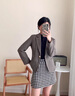 薩拉維夫毛呢西裝外套女春秋2025新款小個(gè)子短款女士小香風(fēng)西服 單件灰色西裝 S 曬單實(shí)拍圖