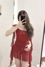 多想余紅色吊帶連衣裙女裙子純欲2025夏季新款度假風(fēng)海邊穿搭沙灘裙性感 紅色荷葉邊辣妹連衣裙 L 曬單實(shí)拍圖