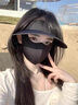 GOLOVEJOY夏季新款全臉防曬面罩女口罩遮陽帽子透氣戶外騎行紫外線護(hù)眼角 黑色【可拆卸面罩】 曬單實(shí)拍圖