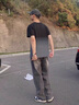 百鵲亭【2件裝】短袖t恤男夏季新款冰絲短袖男潮牌港風(fēng)半袖上衣男體恤 山峰白色+大笑臉黑色 XL 曬單實(shí)拍圖