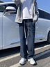 牛仔褲男春夏季直筒寬松休閑褲子男港風(fēng)潮流闊腿褲美式高街長褲子 111灰色 XL 曬單實拍圖