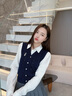 Teenie Weenie小熊針織T恤2025夏新款松弛老錢(qián)V領(lǐng)背心毛衣女裝上衣 藏青色 M 曬單實(shí)拍圖