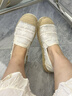 ZHR單鞋女內增高編織透氣女鞋平底一腳蹬輕便漁夫鞋女 W113 米色 37 曬單實拍圖