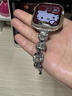 表帶哥適用蘋果手表s10表帶手鏈鏈條女士小清新apple watch S9/iwatch series貓咪金屬鏈式表鏈 白鉆 曬單實拍圖
