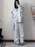 FitonTon運動褲女春夏款高腰顯瘦闊腿褲美式慵懶直筒褲潮流寬松休閑衛(wèi)褲 曬單實拍圖