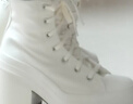 匡威（Converse）【復古粗跟鞋】CONVERSE匡威官方 增高厚底高幫帆布小白鞋A05348C A05348C 36.5 曬單實(shí)拍圖