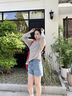 VEGA CHANG長(zhǎng)袖t恤女2025新款夏季簡(jiǎn)約休閑慵懶感V領(lǐng)顯瘦薄款上衣 燕麥色 M 曬單實(shí)拍圖
