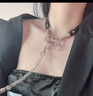芯奢五角星骨頭項圈女牽引繩項鏈choker鎖骨鏈頸環(huán)脖圈男m情侶狗鏈子 白色骨頭項圈+牽引繩組合 曬單實(shí)拍圖