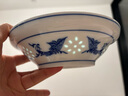 富玉 景德鎮釉下彩青花瓷碗玲瓏盤(pán)子碗餐具高溫白瓷碗碟家用自由搭配 孔雀 小號和器（7寸） 曬單實(shí)拍圖