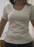 斤慕大領(lǐng)口U領(lǐng)T恤女修身上衣短袖夏季圓領(lǐng)正肩修身顯瘦體恤 白色 L （建議90-100斤） 曬單實(shí)拍圖