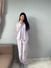 ROVO純棉月子服春秋孕婦產(chǎn)后喂奶哺乳睡衣帶胸墊吸汗產(chǎn)婦家居服套裝 墨花韻【100%純棉  自帶胸墊】 M 曬單實(shí)拍圖