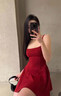 FOX.G紅色連衣裙女裙子衣服女裝純欲夏季新款無袖吊帶小個子顯瘦沙灘裙 修身性感吊帶連衣裙紅色 XL 【建議110-120斤】 曬單實拍圖