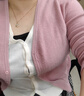 伊芙麗（eifini）蔣欣代言真絲羊毛親膚假兩件撞色V領(lǐng)針織開(kāi)衫女上衣2025新款 夾花粉 L 115-130斤 曬單實(shí)拍圖