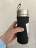 璐妲 大號帶手提保溫杯套350-1000ml通用便攜彈性防摔水杯保護套杯袋 黑色小號提繩款 加厚款【JD送貨上門(mén)】 曬單實(shí)拍圖