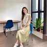 clotho Rennie品牌女裝新中式國風(fēng)連衣裙套裝女2025夏季新款時(shí)尚小個(gè)子旗袍裙 杏色 M 曬單實(shí)拍圖