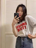 EPET小個(gè)子毛邊半身裙女夏季復(fù)古百搭牛仔裙高腰a字包臀裙中長款裙子 藍(lán)色 M 95-105斤 曬單實(shí)拍圖