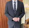 羅蒙（ROMON）條紋西服套裝男兩件套修身新郎結婚禮服商務(wù)職業(yè)正裝小西裝外套男 深灰色 (西服+褲子) XL 參考125-140左右 曬單實(shí)拍圖