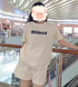 FSHE夏季短袖短褲套裝女寬松顯瘦顯白舒適休閑運(yùn)動(dòng)服套裝兩件套外穿潮 奶油杏 L 【建議110-125斤】 曬單實(shí)拍圖