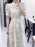 莫代爾新中式碎花連衣裙2025夏季雪紡新款溫柔風(fēng)小個(gè)子顯瘦遮肚子長(zhǎng)裙子 新中式長(zhǎng)裙 2XL 125-135斤 曬單實(shí)拍圖