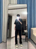 POUM柳葉彎刀牛仔褲男士春秋夏季美式高街直筒修身褲子痞帥微喇褲 DFFS-701黑色 XL 曬單實(shí)拍圖