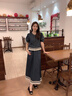 香影純棉牛仔套裝女2025夏裝新款減齡一整套穿搭復(fù)古半身裙兩件套 藍色 S 155/80A/85-95斤 曬單實拍圖