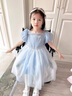 G.DUCKKIDS童裝女童愛(ài)莎公主裙夏季洋氣兒童裙子夏季禮服裙小女孩六一表演服 裙子+魔法棒+皇冠 100 (建議90cm 3-4歲左右)cm 曬單實(shí)拍圖