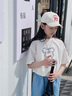 可可鴨（QQ DUCK）童裝兒童短袖T恤女童夏裝汗衫學(xué)生青少年衣服小熊T白色；140 曬單實(shí)拍圖