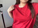 MsShe【天絲棉】大碼女裝2025秋裝胖mm巨顯瘦正肩短/長(cháng)袖T恤百搭上衣夏 圓領(lǐng)【短袖】波斯紅色現貨 4XL 曬單實(shí)拍圖