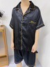 雅鹿睡衣男夏季薄款冰絲短袖短褲2025新款青少年男生可外穿家居服套裝 NSLIG-黑色繡字母男雙短 XL （建議120-140斤） 曬單實(shí)拍圖